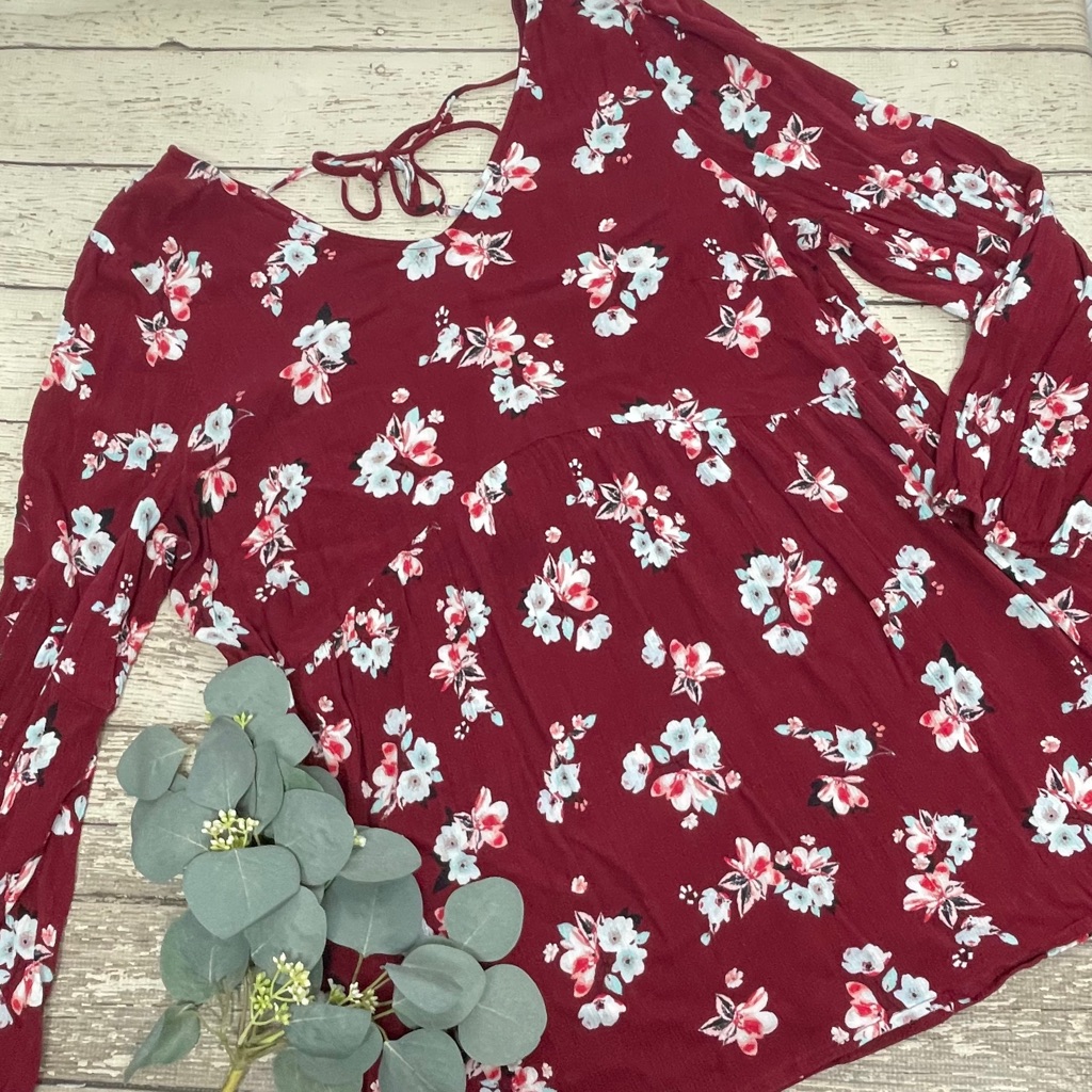 Lane Bryant Floral Long Sleeve Tie Back Top